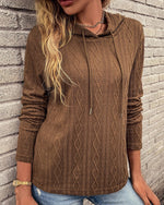 Pull à capuche en jacquard à manches longues et lacets