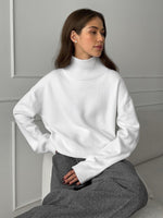 Loose-fitting turtleneck simple solid color pullover sweater