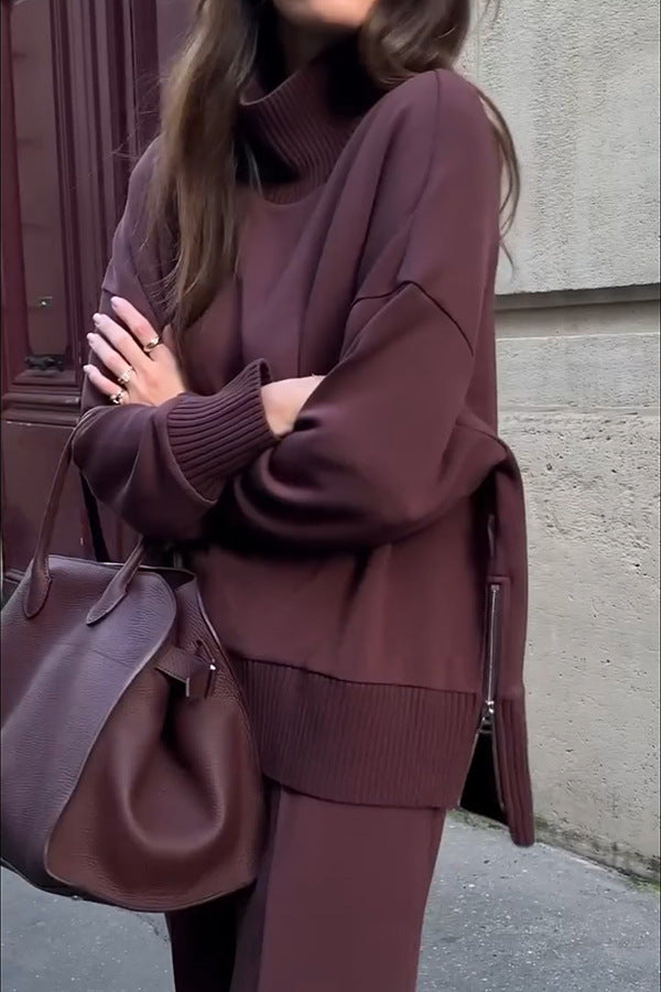 Ensemble deux pièces sweat-shirt à manches longues et pantalon à poches amples