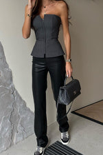 Off-Shoulder Slim Fit Zipper Bustier