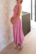 Light of My Life Cutout Waist Pocketed Vacation Midi Dress