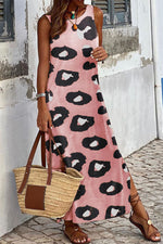 Robe ample légère à imprimé léopard et dos fendu