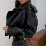 Veste de moto courte en cuir noir vintage