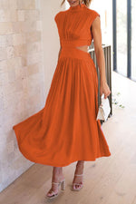 Light of My Life Cutout Waist Pocketed Vacation Midi Dress