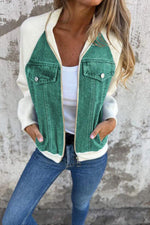 Jeansjacke mit Patchwork-Kapuze