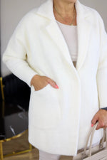 Suit collar elastic cuffs mid-length plush coat