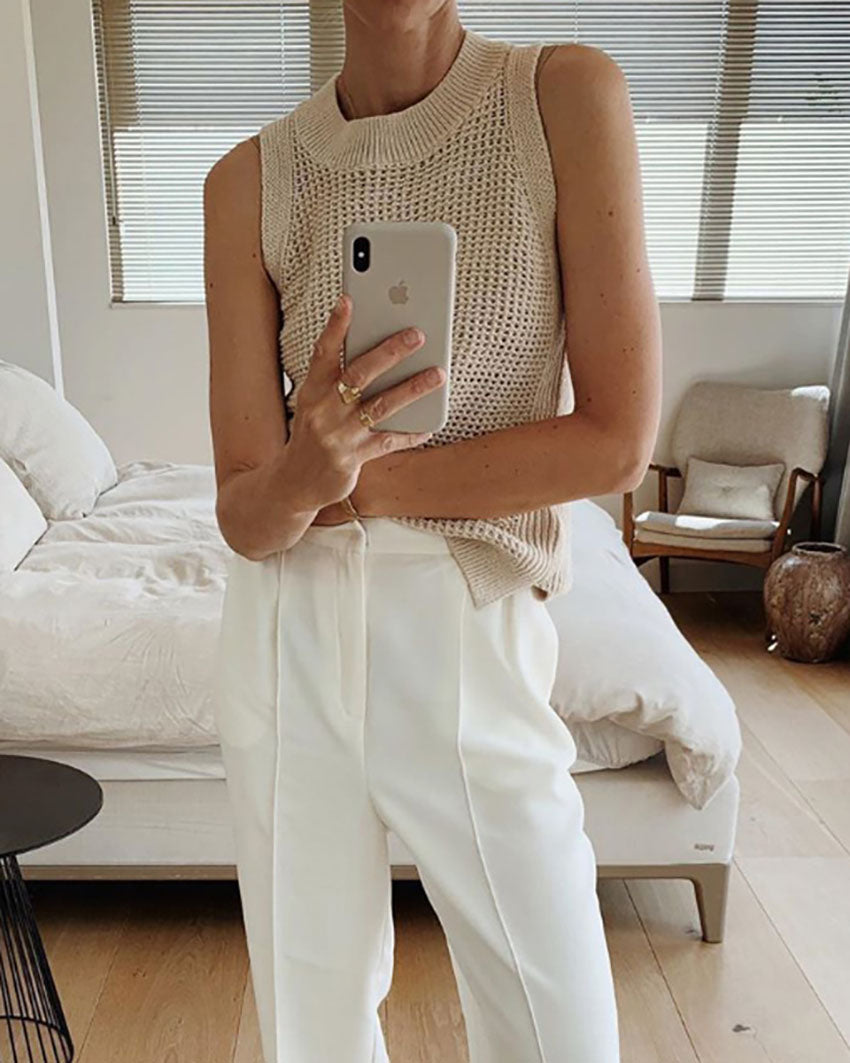 Leichtes Tanktop aus Strick mit Hohlsaum