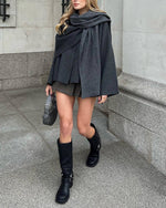 Parisian Boulevard Asymmetric scarf cropped knitted jacket