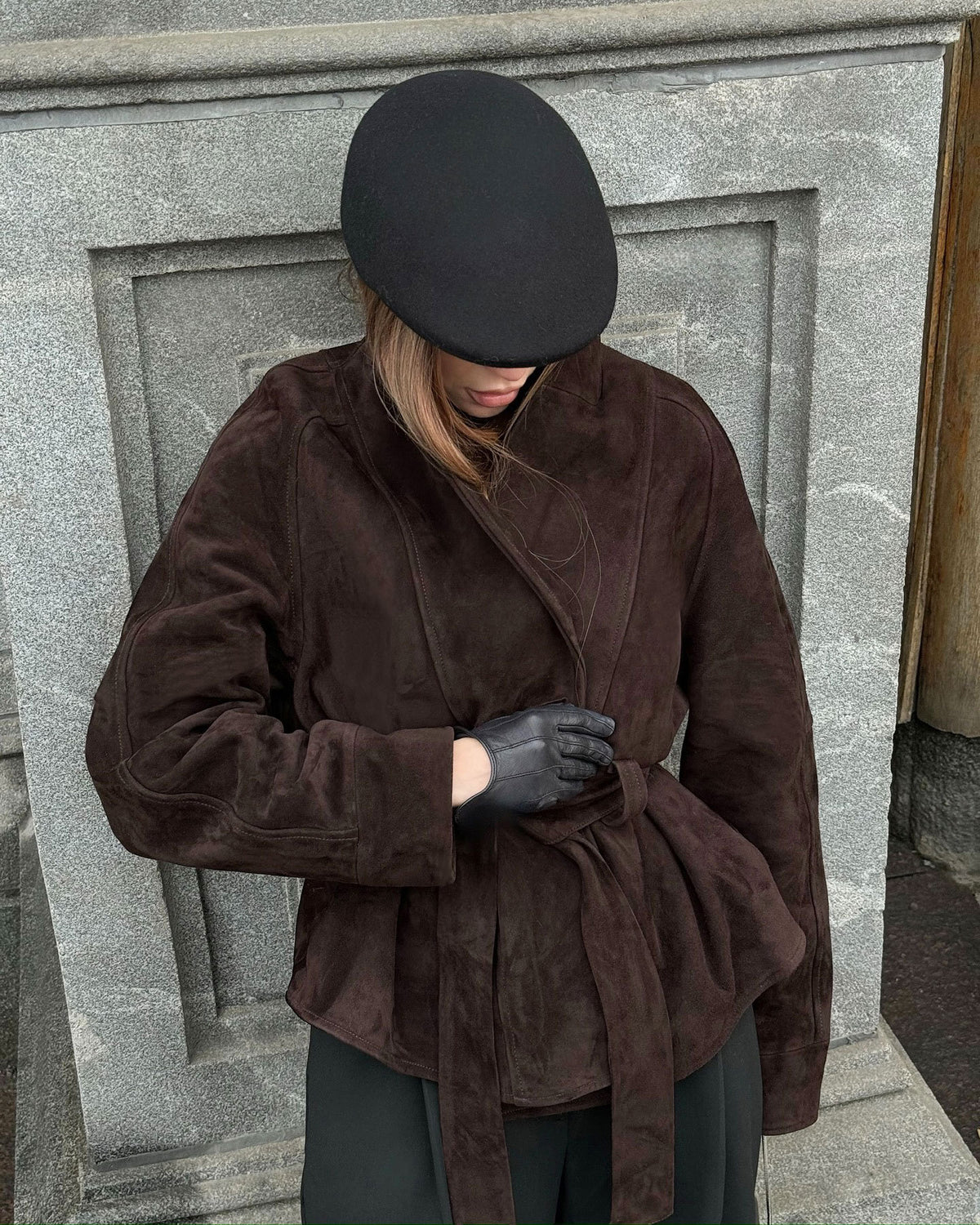 Vintage Wildleder Langarm Nubuk Mantel Jacke