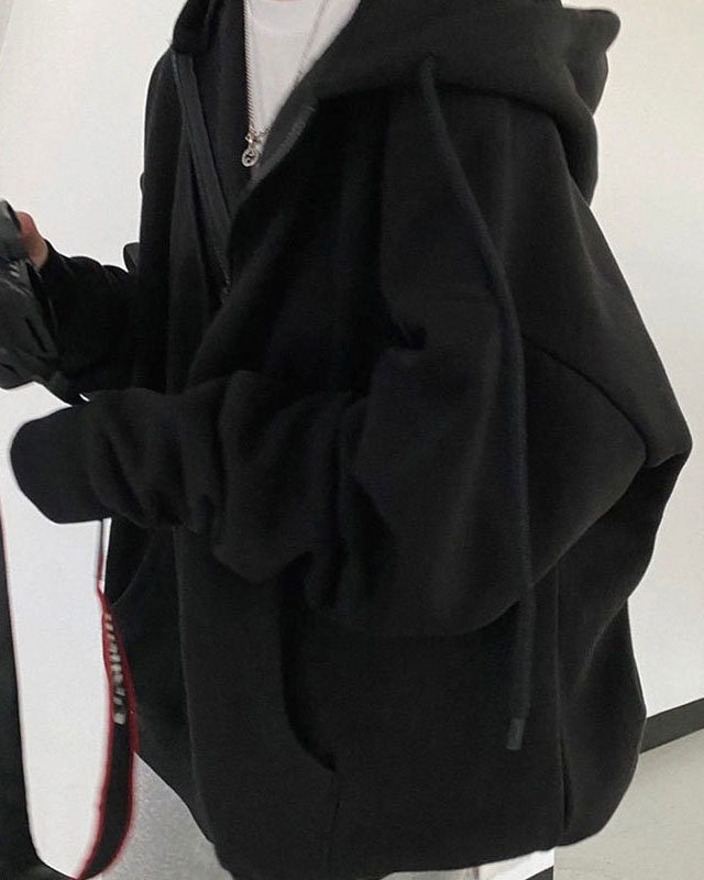 Kurzer, lockerer und einfarbiger Hoodie im Hip-Hop-Stil