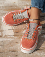 Shimmering Silver Lace-up Tongue Textile Athletic Shoes