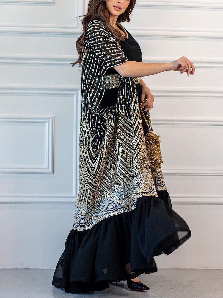 Wunderschönes Cape-Mantelkleid mit Fledermausärmeln, zweiteilig