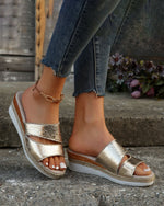 Sandales compensées en corde de chanvre à brides croisées