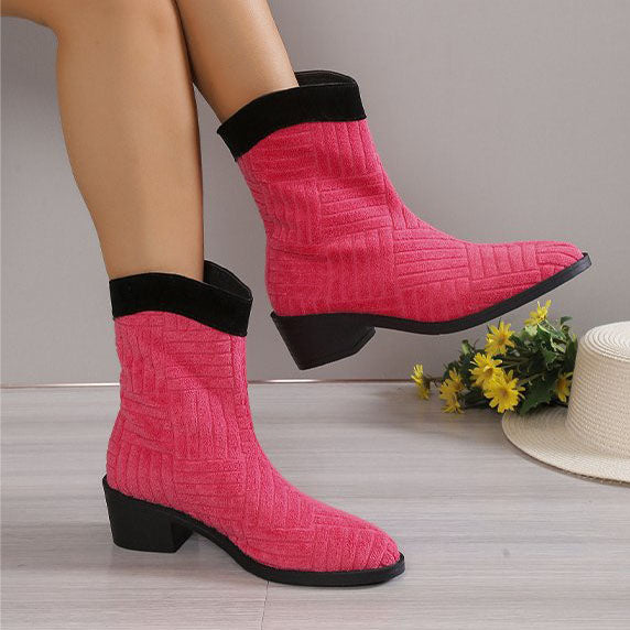 Botas de pelúcia coloridas de cano médio