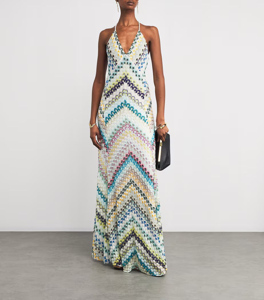 Robe longue bohème moulante à imprimé licou