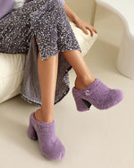Chunky heeled platform furry shoes