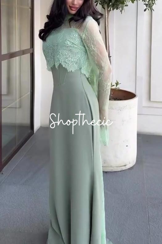 Abito in pizzo plissettato tettonico