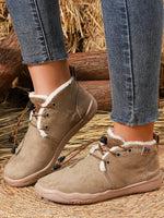 Convenient lacing system plush soft rubber sole snow boots