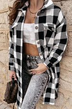 Einreihige karierte Hemdjacke mit langem Revers