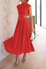 Light of My Life Cutout Waist Pocketed Vacation Midi Dress