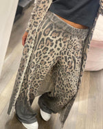 Leopard Print Long Sleeve Cardigan and Pants Set