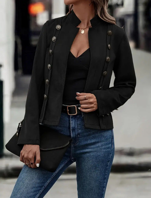 Zweireihige Vintage-Wildlederjacke