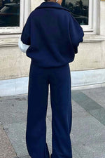 Thrifted Vibes half-open pullover sweatshirt and pants two-piece set