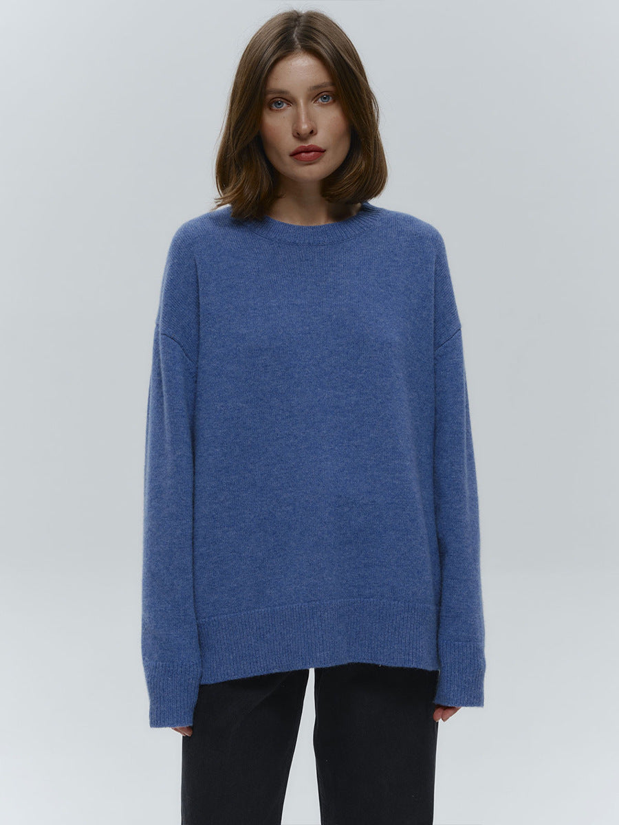 Pull ample et simple en tricot de couleur unie