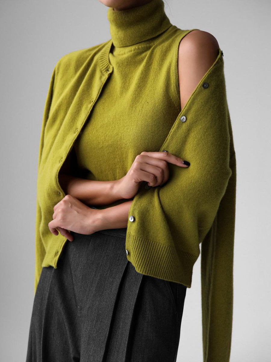 Pull sans manches à col roulé, haut sans manches simple