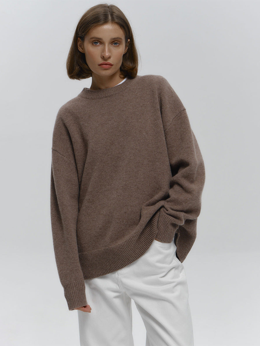 Pull ample et simple en tricot de couleur unie