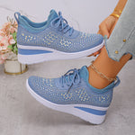 Rhinestones Woven Upper Hidden Heel lightweight walking shoes