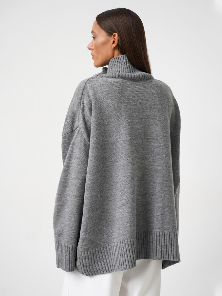 Pull ample en tricot à col roulé de couleur unie et confortable