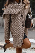 London Wanderer Houndstooth Scarf Tweed Coat