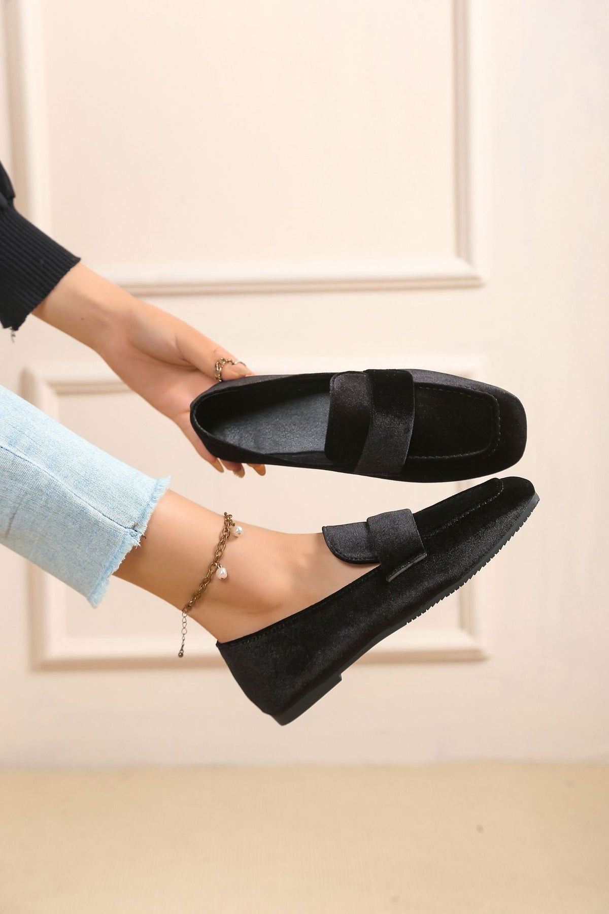 Slip-On Square Toe Backstrap Closure Mary Jane Flats