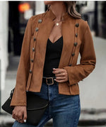 Zweireihige Vintage-Wildlederjacke