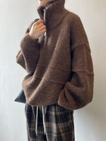 Pull à col roulé doux au toucher et demi-zip