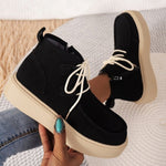 Suede mid-cut flat sneakers