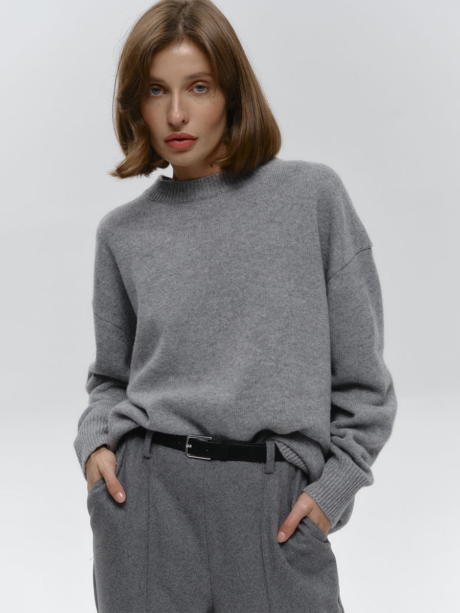 Pull ample et simple en tricot de couleur unie