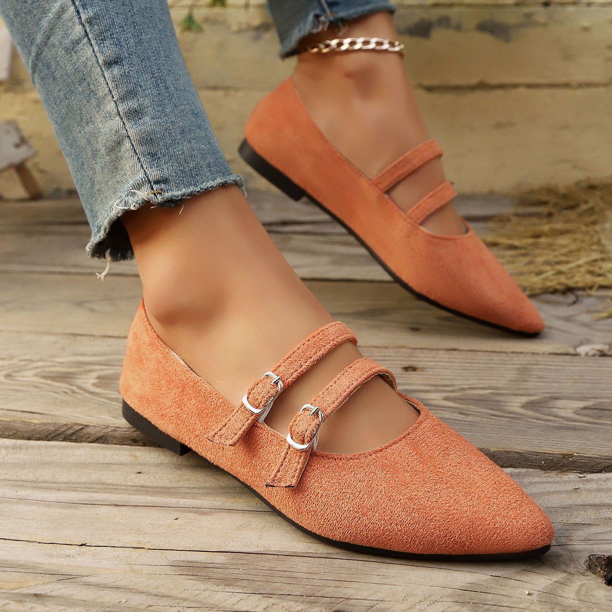 Mocassini piatti in pelle scamosciata leopardata a doppio petto