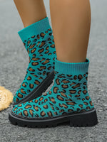 Under the Neon Leopard knitted sock boots