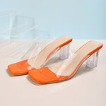 Transparente High Heels mit dickem Absatz und Obermaterial