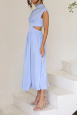 Light of My Life Cutout Waist Pocketed Vacation Midi Dress