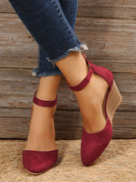 Ankle Strap Pointed Toe D'Orsay Wedge Sandals