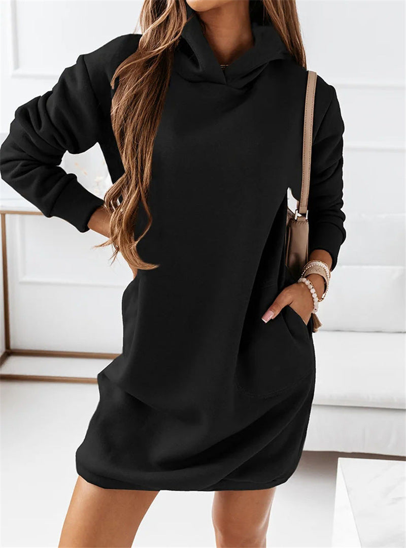 Robe sweat mi-longue poches à capuche