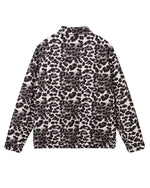 Leopard print cropped loose zip-up jacket