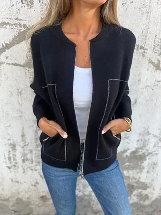 Schlichte, kurze, schmale Wolljacke