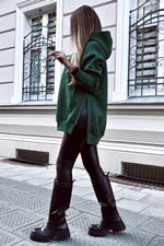 Sweat à capuche surdimensionné avec poche kangourou et fentes latérales