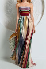 Tube Top Rainbow Print Maxi Dress