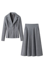Lapel single-breasted slim-fit woolen suit jacket and skirt two-piece suit