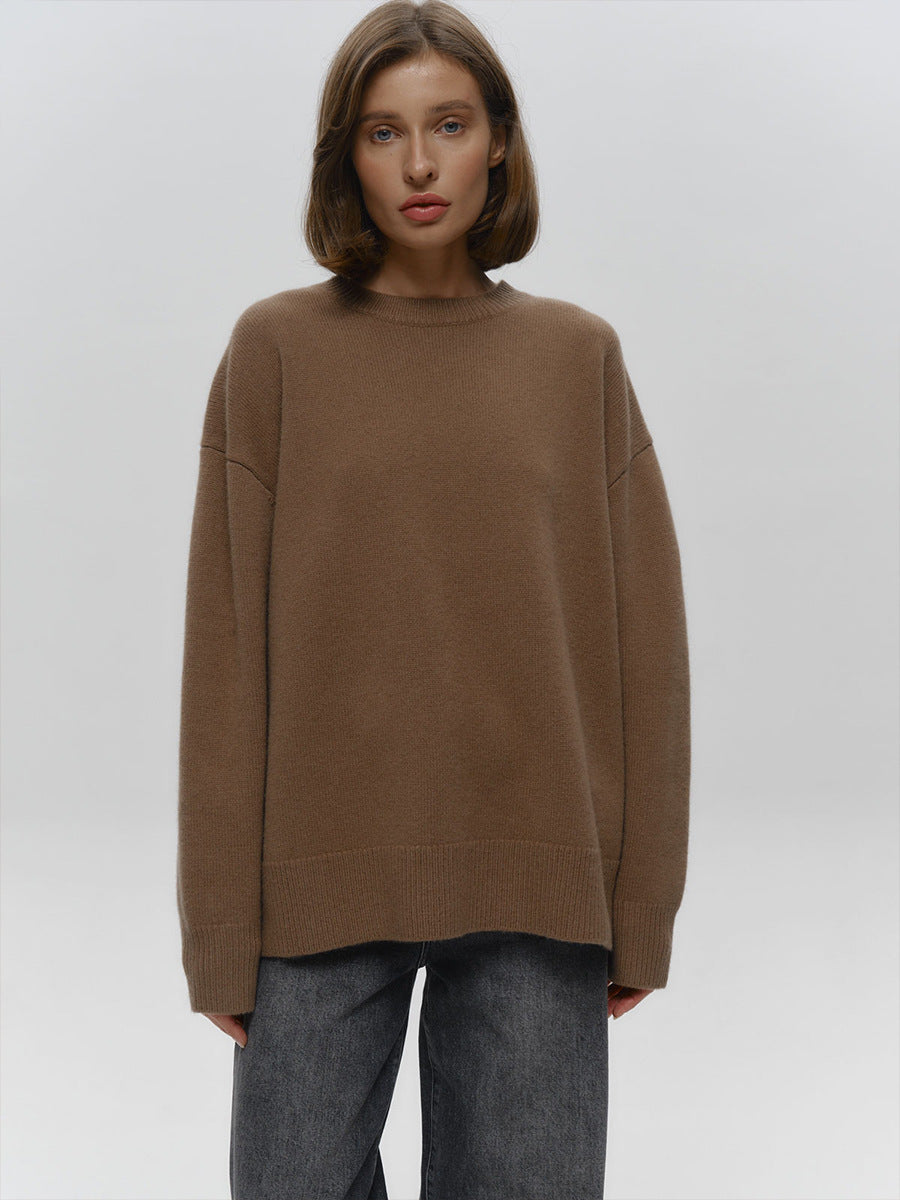Pull ample et simple en tricot de couleur unie
